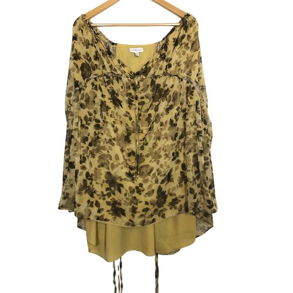 Topshop Dress Floral Print Cut Out Tie Neck Chuck On Ruffle Mini Yellow Black 2 - Picture 6 of 12